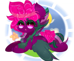 Size: 1024x844 | Tagged: safe, artist:magicangelstarartist, oc, oc only, earth pony, pony, art trade, female, flower, lying down, mare, multicolored hair, prone, solo