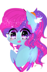 Size: 722x1107 | Tagged: safe, artist:magicangelstarartist, oc, oc only, pegasus, pony, bust, commission, female, mare, multicolored hair, portrait, simple background, solo