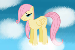 Size: 3000x2000 | Tagged: safe, artist:jimthecactus, fluttershy, pegasus, pony, g4, cloud, crying, female, filly, filly fluttershy, high res, on a cloud, sad, solo, standing on a cloud, younger