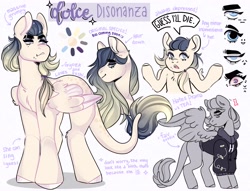 Size: 3871x2965 | Tagged: safe, artist:dejji_vuu, oc, oc only, oc:dolce disonanza, pegasus, pony, high res, leonine tail, reference sheet, solo, tail