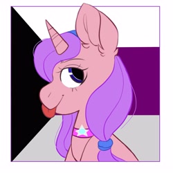 Size: 3000x3000 | Tagged: safe, artist:dejji_vuu, oc, oc only, pony, unicorn, :p, high res, pride flag, solo, tongue out