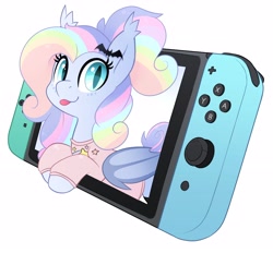 Size: 3498x3251 | Tagged: safe, artist:scarlet-spectrum, oc, oc only, bat pony, pony, high res, nintendo switch, simple background, solo, white background