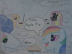 Size: 720x540 | Tagged: safe, artist:justaviewer94, fluttershy, rainbow dash, soarin', spitfire, g4, drugs, food, marijuana, pie