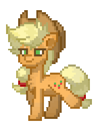 Size: 196x252 | Tagged: safe, applejack, earth pony, pony, pony town, g4, animated, female, gif, mare, pixel art, simple background, solo, transparent background, walk cycle, walking