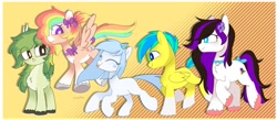 Size: 2313x1009 | Tagged: safe, artist:inkp0ne, oc, oc only, deer, earth pony, pegasus, pony, gradient background, group