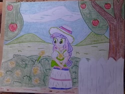 Size: 960x720 | Tagged: safe, artist:justaviewer94, sweetie belle, human, g4, apple orchard, humanized, orchard