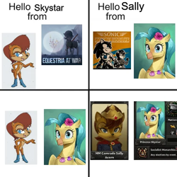 Size: 500x500 | Tagged: safe, artist:egil, edit, princess skystar, classical hippogriff, hippogriff, anthro, equestria at war mod, g4, my little pony: the movie, boots, crown, cute, female, freckles, hearts of iron 4, hello yoshi from super mario, jewelry, looking at you, male, meme, quadrupedal, regalia, sally acorn, shoes, skyabetes, socialism, solo, sonic the hedgehog, sonic the hedgehog (series)