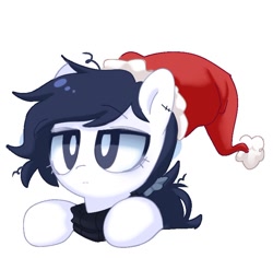 Size: 768x725 | Tagged: safe, artist:inkp0ne, oc, oc only, oc:michel tusche, earth pony, pony, christmas, hat, holiday, michel is such a cute filly, ponytail, santa hat, simple background, solo, white background