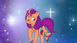 Size: 3072x1727 | Tagged: safe, screencap, sunny starscout, earth pony, pony, g5, mission imponable, my little pony: tell your tale, spoiler:g5, spoiler:my little pony: tell your tale, spoiler:tyts01e49, female, mane stripe sunny, mare, smiling, solo