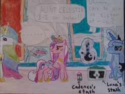 Size: 720x540 | Tagged: safe, artist:justaviewer94, princess cadance, princess celestia, princess luna, g4, castle, drugs, marijuana