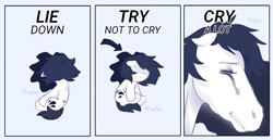 Size: 768x397 | Tagged: safe, artist:inkp0ne, oc, oc only, oc:michel tusche, earth pony, pony, comic, solo, try not to cry
