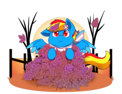 Size: 3984x3060 | Tagged: safe, artist:morrigun, oc, oc only, oc:sunamena, pegasus, pony, autumn, clothes, colored pupils, commission, cute, high res, leaf pile, leaves, one ear down, pride, pride flag, scarf, simple background, solo, transgender pride flag, transparent background, wings, ych result