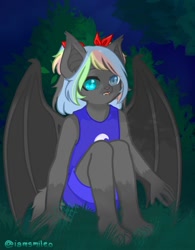 Size: 888x1140 | Tagged: safe, artist:iamsmileo, oc, oc only, bat pony, anthro, solo