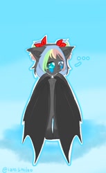 Size: 720x1180 | Tagged: safe, artist:iamsmileo, oc, oc only, bat pony, anthro, gradient background, solo