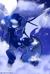 Size: 1344x1964 | Tagged: safe, artist:iamsmileo, oc, oc only, bat pony, pony, moon, night, solo