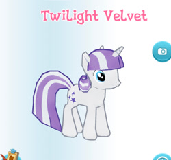 Size: 402x375 | Tagged: safe, gameloft, screencap, twilight velvet, pony, g4, my little pony: magic princess