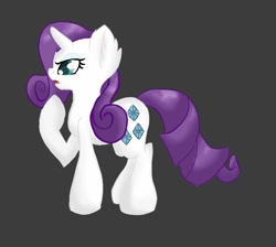 Size: 632x566 | Tagged: safe, artist:tersisa, rarity, pony, unicorn, g4, ear fluff, female, gray background, mare, raised hoof, simple background, solo