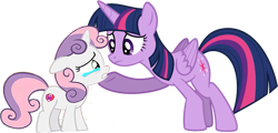 Size: 1077x519 | Tagged: safe, artist:decprincess, edit, edited screencap, editor:incredibubbleirishguy, screencap, vector edit, sweetie belle, twilight sparkle, alicorn, pony, unicorn, equestria games, g4, my little pony: friendship is magic, the last crusade, background removed, comforting, crying, cute, duo, duo female, female, filly, floppy ears, sad, sadorable, sweetie belle's cutie mark, twilight sparkle (alicorn), vector