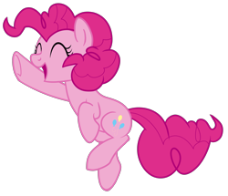 Size: 4512x3888 | Tagged: safe, artist:tersisa, pinkie pie, earth pony, pony, g4, absurd resolution, cute, diapinkes, eyes closed, female, happy, jumping, mare, open mouth, open smile, raised hoof, show accurate, simple background, smiling, solo, transparent background