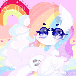 Size: 894x894 | Tagged: safe, artist:magicangelstarartist, oc, oc only, pegasus, pony, female, mare, multicolored hair, plushie, simple background, solo