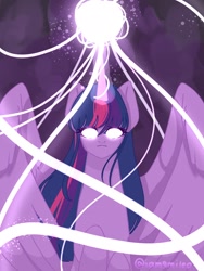 Size: 1536x2048 | Tagged: safe, artist:iamsmileo, twilight sparkle, alicorn, pony, g4, magic, purple background, solo, twilight sparkle (alicorn)