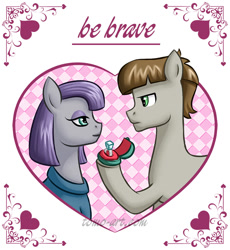 Size: 735x800 | Tagged: safe, artist:facja, maud pie, mudbriar, earth pony, pony, g4, duo, female, holiday, male, mare, stallion, valentine's day