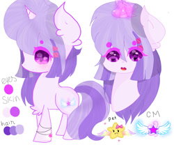 Size: 979x816 | Tagged: safe, artist:magicangelstarartist, oc, oc only, oc:angel star, earth pony, pony, unicorn, female, mare, multicolored hair, reference, simple background, solo