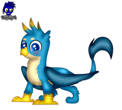 Size: 4608x4154 | Tagged: safe, artist:damlanil, gallus, griffon, g4, blushing, commission, cute, happy, looking at you, male, show accurate, simple background, solo, standing, transparent background, vector, wings