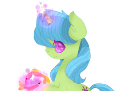 Size: 1024x768 | Tagged: safe, artist:magicangelstarartist, pisces (g4), fish, pony, unicorn, g4, female, glowing, glowing horn, horn, magic, mare, pisces, ponyscopes, simple background, solo