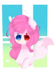 Size: 1024x1298 | Tagged: safe, artist:magicangelstarartist, oc, oc only, earth pony, pony, blushing, fox tail, heterochromia, pursed lips, raised hoof, simple background, solo, tail