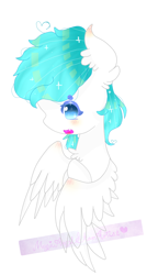 Size: 490x913 | Tagged: safe, artist:magicangelstarartist, oc, oc only, oc:white cloudy, pegasus, pony, bust, open mouth, simple background, solo