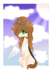 Size: 1024x1366 | Tagged: safe, artist:magicangelstarartist, oc, oc only, oc:black wings, pegasus, pony, bandage, female, mare, simple background, solo