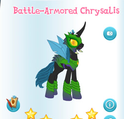 Size: 456x437 | Tagged: safe, gameloft, screencap, queen chrysalis, changeling, changeling queen, g4, my little pony: magic princess, holeless