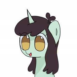 Size: 2048x2048 | Tagged: safe, artist:omelettepony, sprout greenhoof, pony, unicorn, g4, bust, female, high res, horn, las pegasus resident, mare, open mouth, portrait, simple background, solo, white background