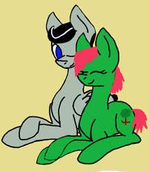 Size: 828x960 | Tagged: safe, oc, oc only, oc:chopsticks, earth pony, pegasus, pony, base used, duo, female, lying down, male, mare, oc x oc, shipping, simple background, stallion