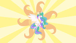 Size: 3840x2160 | Tagged: safe, artist:jp, derpibooru exclusive, princess celestia, alicorn, pony, g4, my little pony: the movie, .svg available, abstract background, concave belly, crown, cutie mark, ethereal mane, ethereal tail, female, flying, high res, horn, jewelry, long horn, peytral, pointy ponies, princess celestia's cutie mark, regalia, solo, spread wings, stylized, sun, svg, tail, thin legs, vector, wings