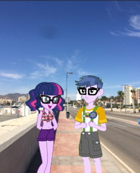 Size: 638x790 | Tagged: safe, artist:yungstuff, micro chips, sci-twi, twilight sparkle, human, equestria girls, g4, equestria girls in real life, female, irl, male, microlight, photo, shipping, spain, straight