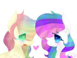 Size: 1024x768 | Tagged: safe, artist:magicangelstarartist, oc, oc only, pegasus, pony, duo, female, looking at each other, looking at someone, mare, simple background, transparent background