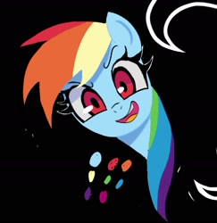 Size: 1891x1945 | Tagged: safe, artist:ponconcarnal, rainbow dash, pegasus, pony, g4, black background, bust, simple background, smiling, solo