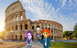 Size: 1369x849 | Tagged: safe, artist:yungstuff, starlight glimmer, sunburst, human, equestria girls, g4, colosseum, equestria girls in real life, female, irl, italy, male, photo, ship:starburst, shipping, straight