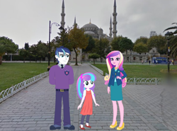 Size: 1172x869 | Tagged: safe, artist:yungstuff, alumnus shining armor, dean cadance, princess cadance, princess flurry heart, shining armor, human, equestria girls, g4, equestria girls in real life, equestria girls-ified, female, irl, male, older, older flurry heart, photo, real life background, ship:shiningcadance, shipping, straight, trio