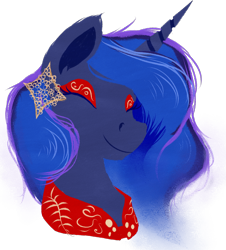 Size: 1132x1250 | Tagged: safe, artist:thatonegib, princess luna, alicorn, pony, g4, bust, eyes closed, lunar new year, portrait, smiling, solo