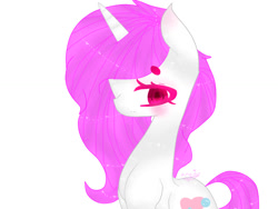 Size: 1024x768 | Tagged: safe, artist:magicangelstarartist, oc, oc only, pony, unicorn, female, halfbody, looking at you, mare, side view, simple background, solo