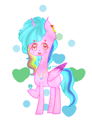 Size: 540x720 | Tagged: safe, artist:magicangelstarartist, oc, oc only, alicorn, pony, female, gem, jewelry, mare, multicolored hair, necklace, simple background, solo