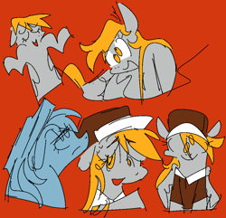 Size: 1003x967 | Tagged: safe, artist:riptyde164, derpy hooves, pegasus, pony, g4, clothes, sketch, smiling, solo