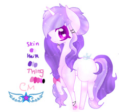 Size: 600x527 | Tagged: safe, artist:magicangelstarartist, oc, oc only, oc:angel star, pony, unicorn, multicolored hair, raised hoof, reference, side view, simple background, solo