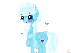 Size: 1024x768 | Tagged: safe, artist:magicangelstarartist, oc, oc only, oc:snow love, pegasus, pony, clothes, female, fluffy, gift art, mare, raised hoof, scarf, side view, simple background, solo