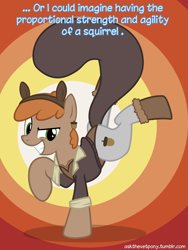 Size: 600x800 | Tagged: safe, artist:adiwan, pony, squirrel, squirrel pony, ask the vet pony, g4, ask, marvel, solo, squirrel girl, superhero