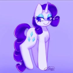 Size: 719x714 | Tagged: safe, artist:violetmilk, rarity, pony, unicorn, g4, 2023, horn, signature, solo