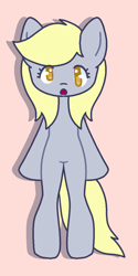 Size: 600x1200 | Tagged: safe, artist:nawnii, derpy hooves, pegasus, pony, g4, bipedal, female, mare, pink background, simple background, solo